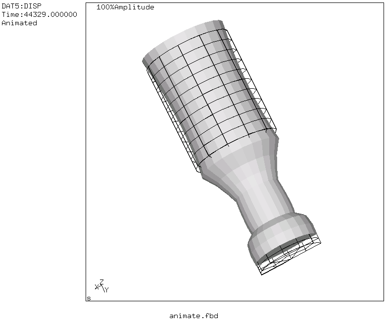 FEA (CalculiX cgx) animated model (second axial mode)